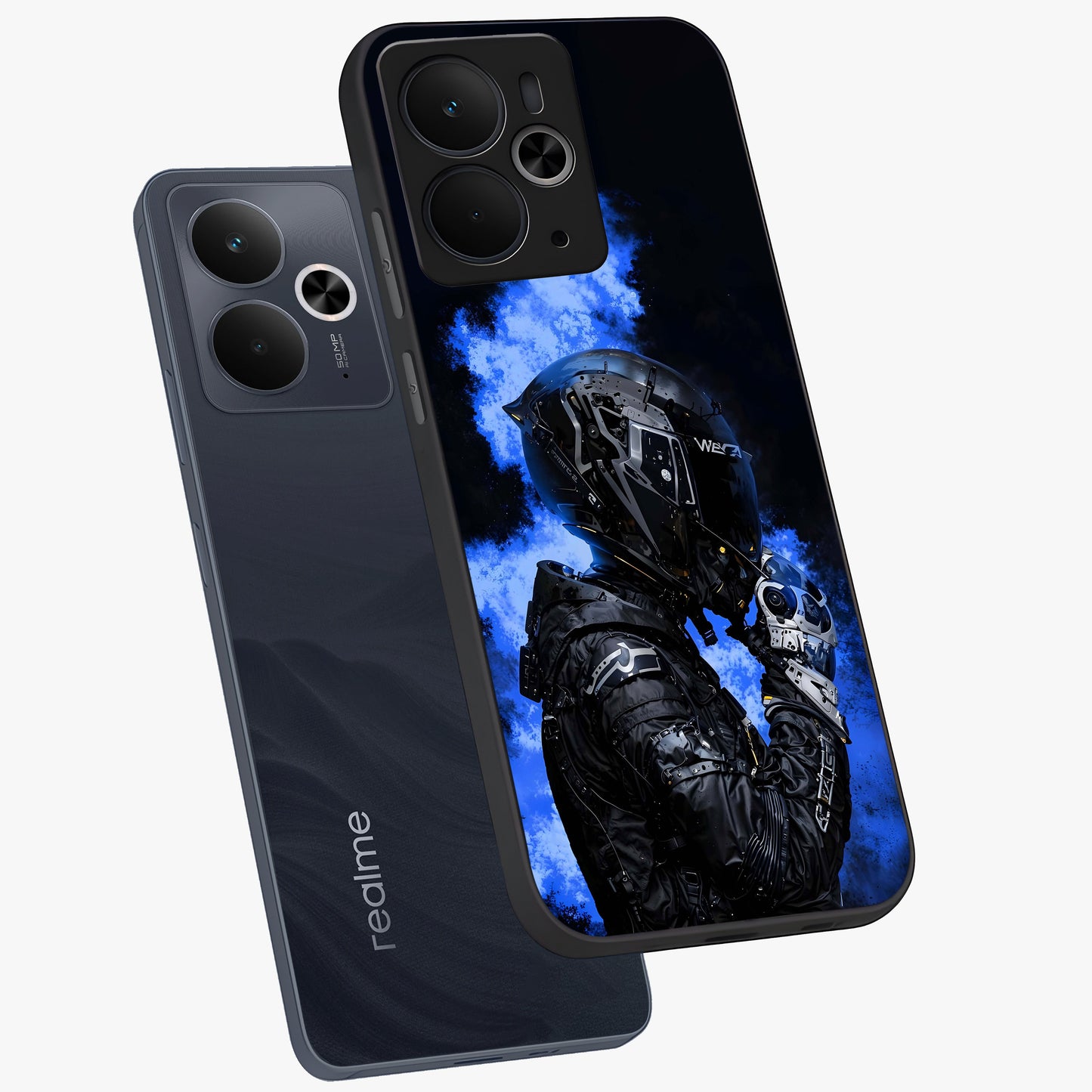 Cyber Sentinel Protocol Glass Case displayed in angled mockup highlighting digital cyber design with sci-fi aesthetic style.