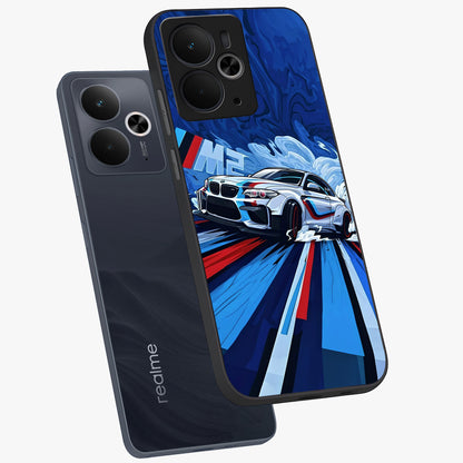 Drift Power Rush Glass Case displayed in angled mockup highlighting powerful drift car design with sporty aesthetic style.