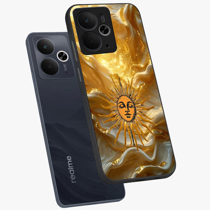 Eternal Golden Glow Glass Case displayed in angled mockup highlighting glowing golden aesthetic design with elegant style.