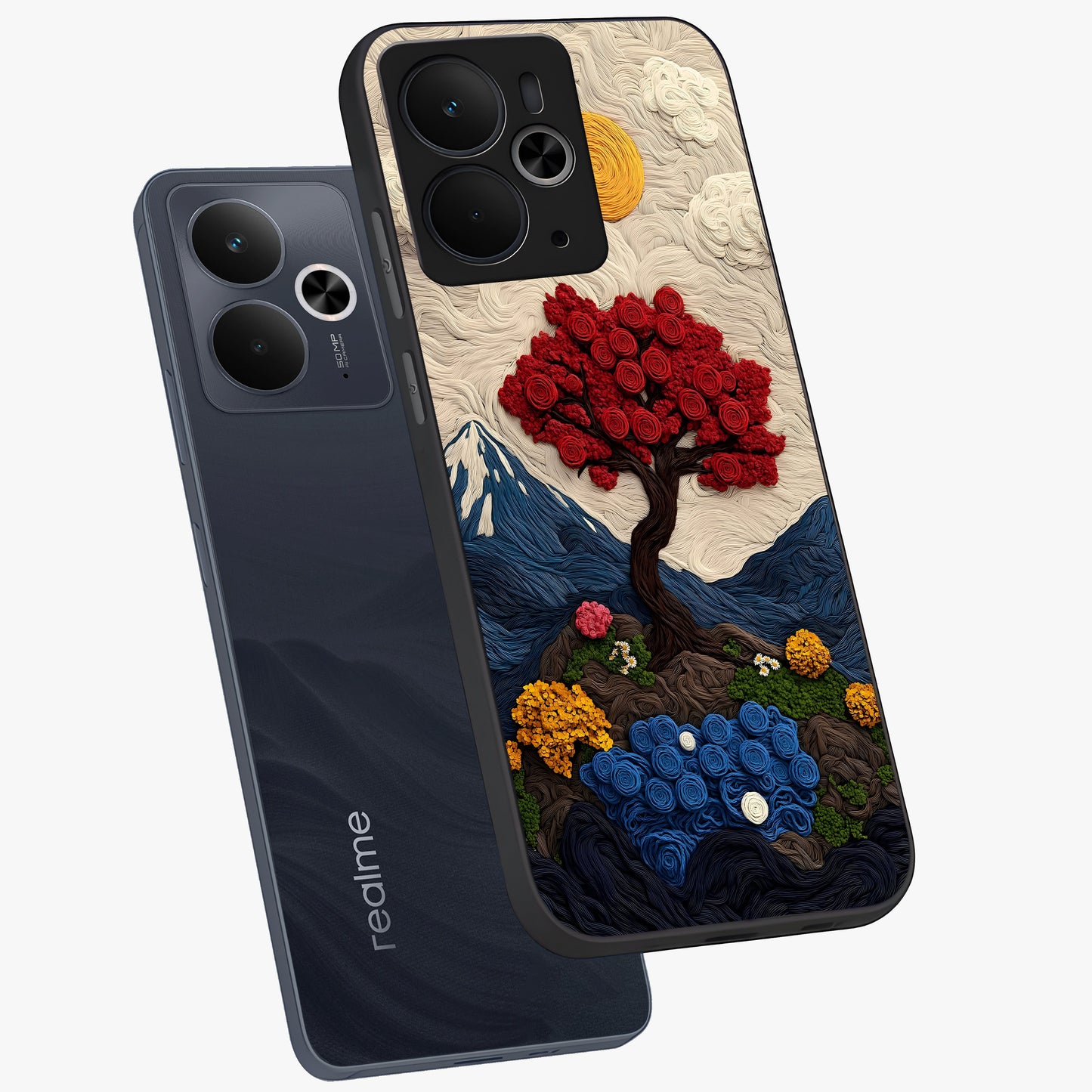 Eternal Nature Tapestry Glass Case displayed in angled mockup highlighting detailed botanical pattern with artistic aesthetic.