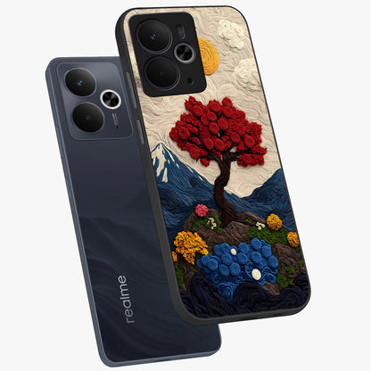 Eternal Nature Tapestry Glass Case displayed in angled mockup highlighting detailed botanical pattern with artistic aesthetic.