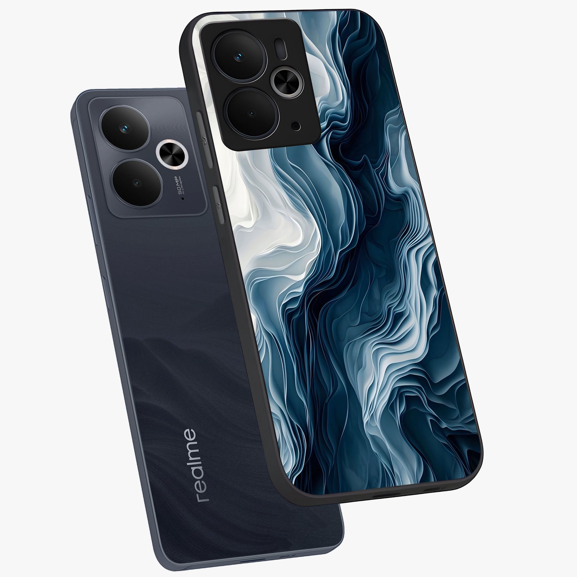Ethereal Paper Marble Glass Case displayed in angled mockup highlighting elegant marble pattern with modern aesthetic style.