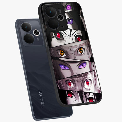 Eyes of Destiny Glass Case displayed in angled mockup highlighting bold eye illustration with mystical aesthetic style.