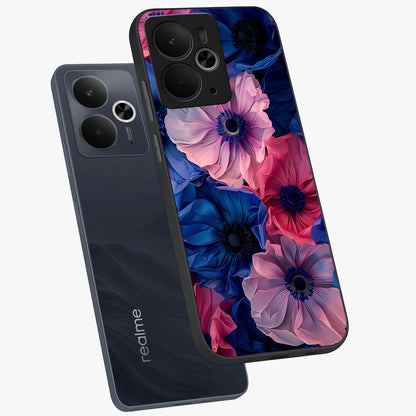 Flower Paper Art Pattern Glass Case displayed in angled mockup highlighting layered paper flower design with artistic aesthetic.