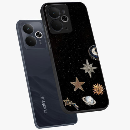 Galactic Charm Glow Glass Case displayed in angled mockup highlighting luminous galaxy inspired design with dreamy aesthetic.