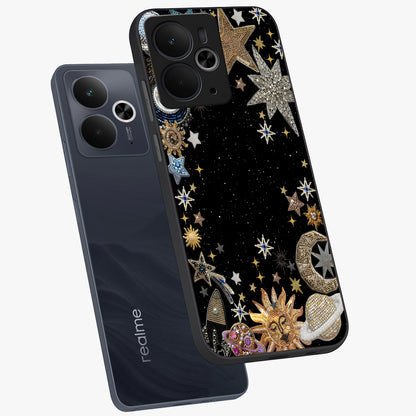 Galactic Jewel Stars Glass Case displayed in angled mockup highlighting shining celestial star design with cosmic aesthetic style.