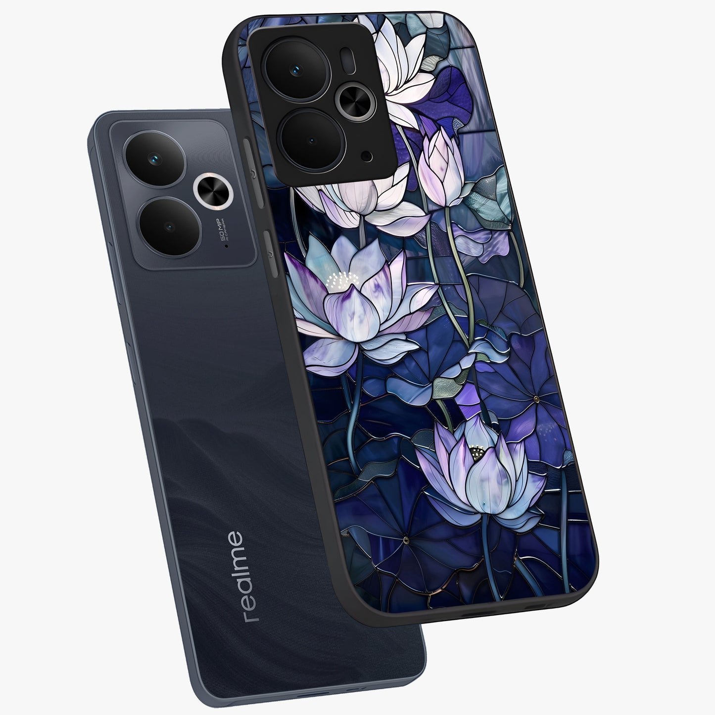 Gloss Petal Rush Glass Case displayed in angled mockup highlighting vibrant petal design with elegant floral aesthetic.