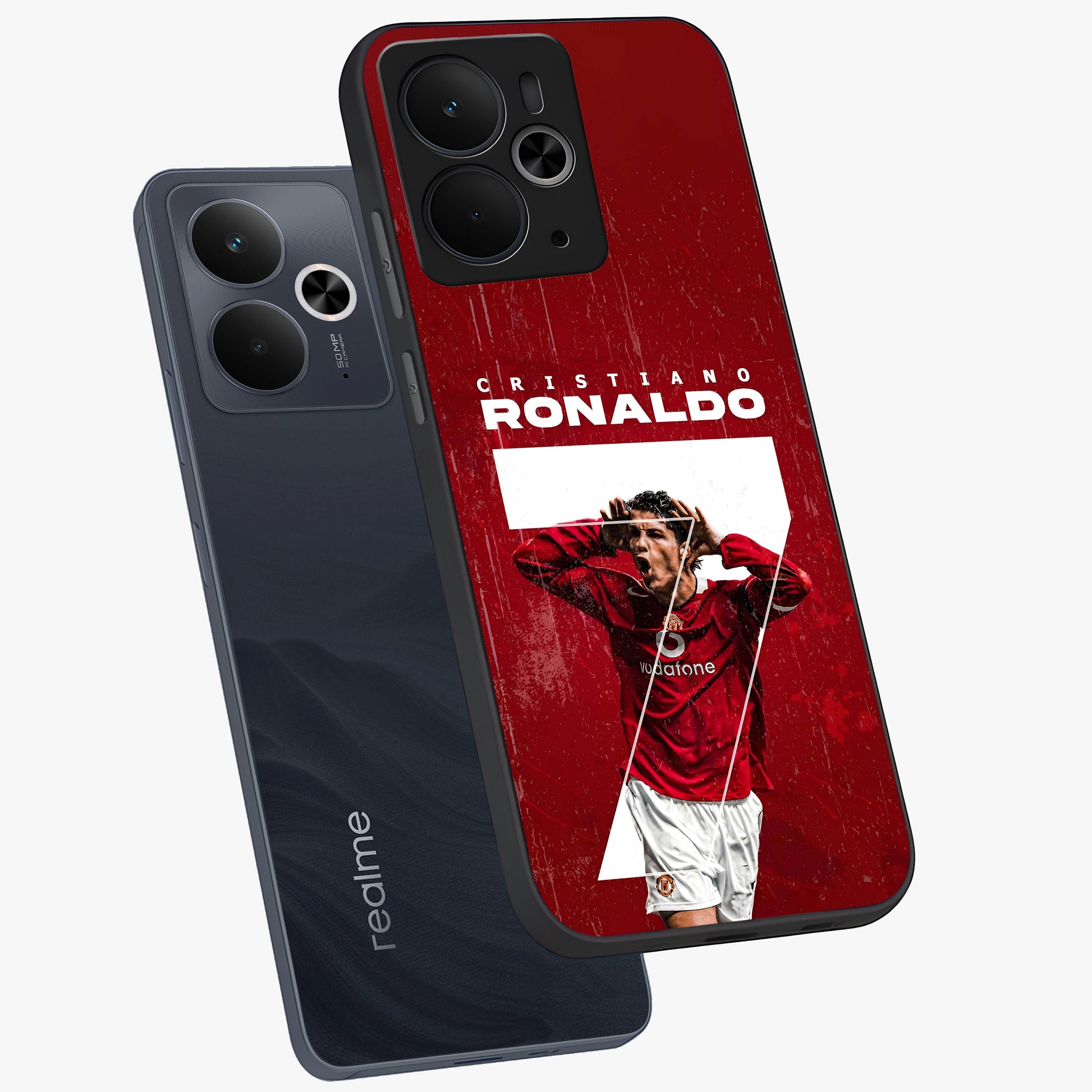 Goal Celebration Legacy Glass Case displayed in angled mockup highlighting energetic sports celebration design with bold athletic theme.