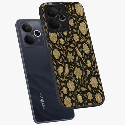 Golden Evil Eye Mandala Glass Case displayed in angled mockup highlighting protective evil eye symbol with golden mandala design.