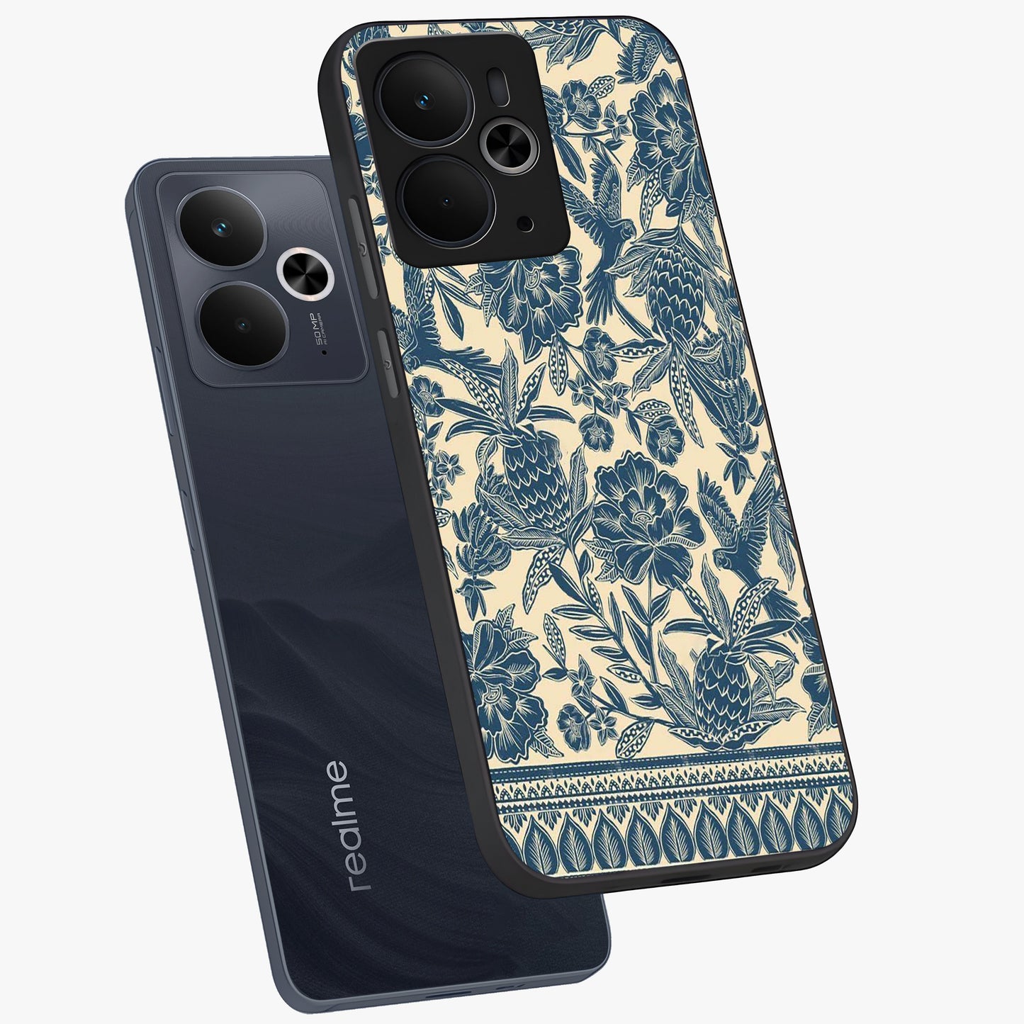 Heirloom Wild Bloom Glass Case displayed in angled mockup highlighting botanical bloom design with classic aesthetic style.