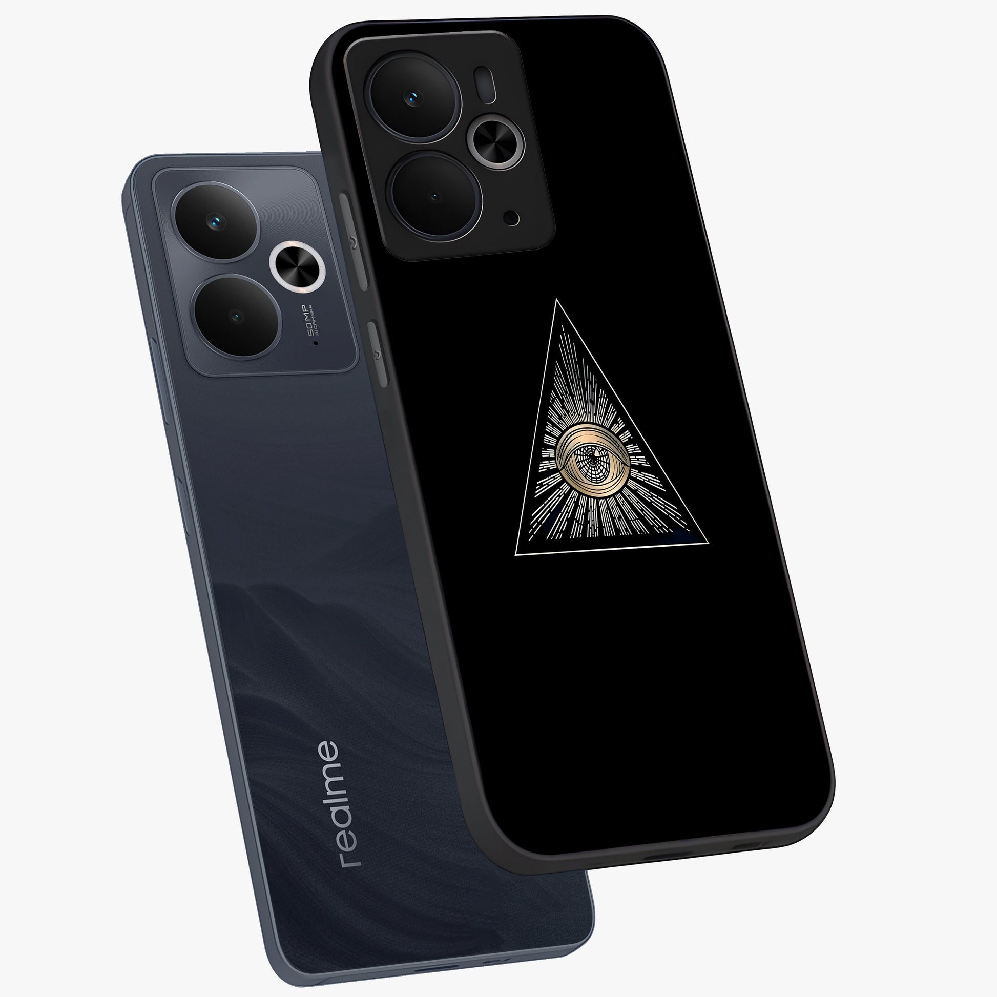 Illuminati Evil Glass Case displayed in angled mockup highlighting dark occult inspired design with bold aesthetic style.
