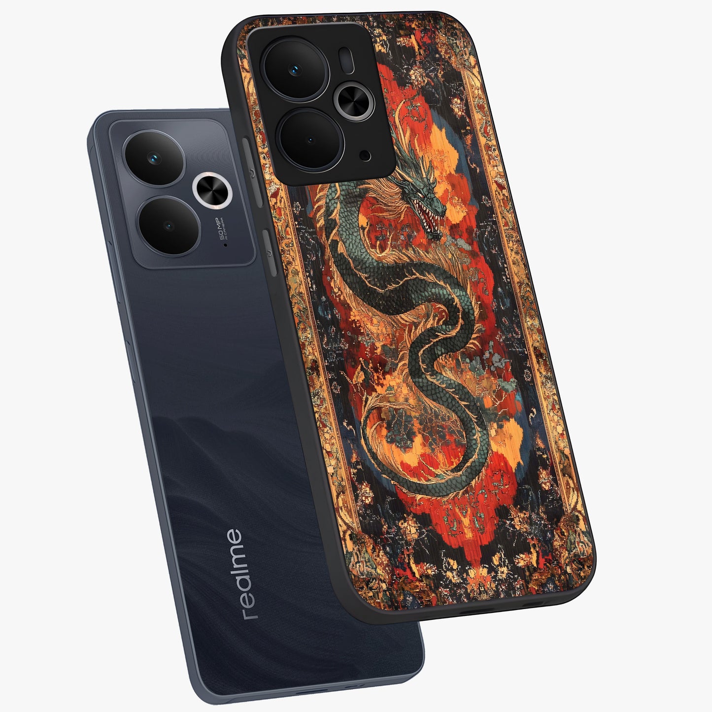 Inferno Dragon Soul Glass Case displayed in angled mockup highlighting powerful dragon illustration with inferno aesthetic.