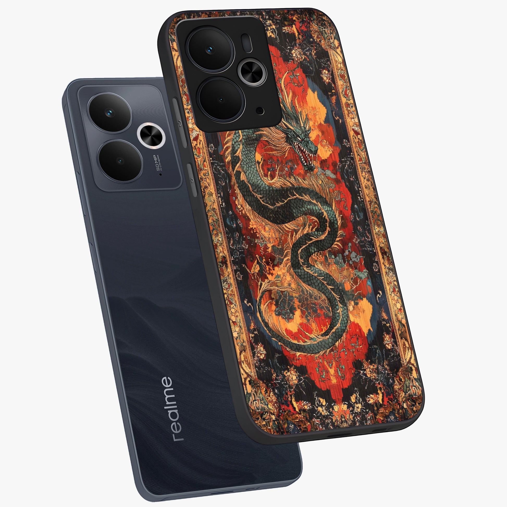 Inferno Dragon Soul Glass Case displayed in angled mockup highlighting powerful dragon illustration with inferno aesthetic.