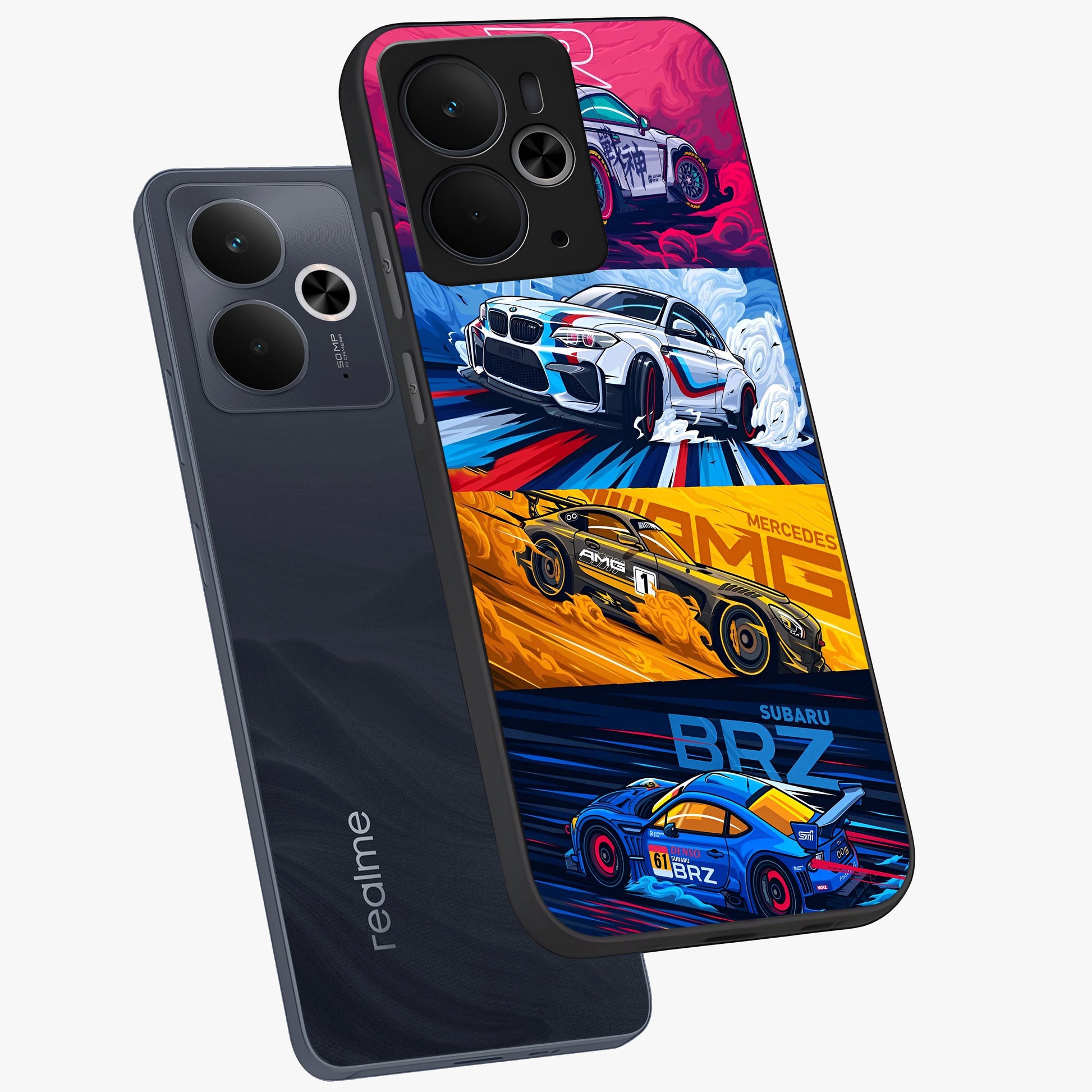 JDM Sports Car Glass Case displayed in angled mockup highlighting sleek Japanese racing car design with automotive aesthetic.