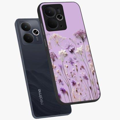Lavender Blossom Dream Glass Case displayed in angled mockup highlighting dreamy lavender flower design with calming aesthetic style.