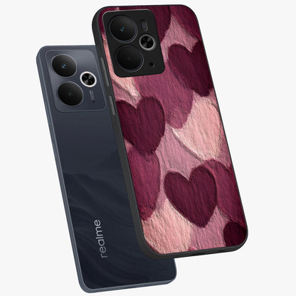 Layered Paper Hearts Glass Case displayed in angled mockup highlighting creative paper craft heart design with romantic aesthetic.