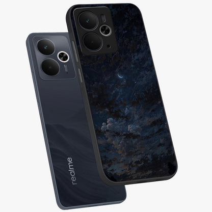 Lunar Veil Silence Glass Case displayed in angled mockup highlighting soft lunar design with peaceful celestial aesthetic.
