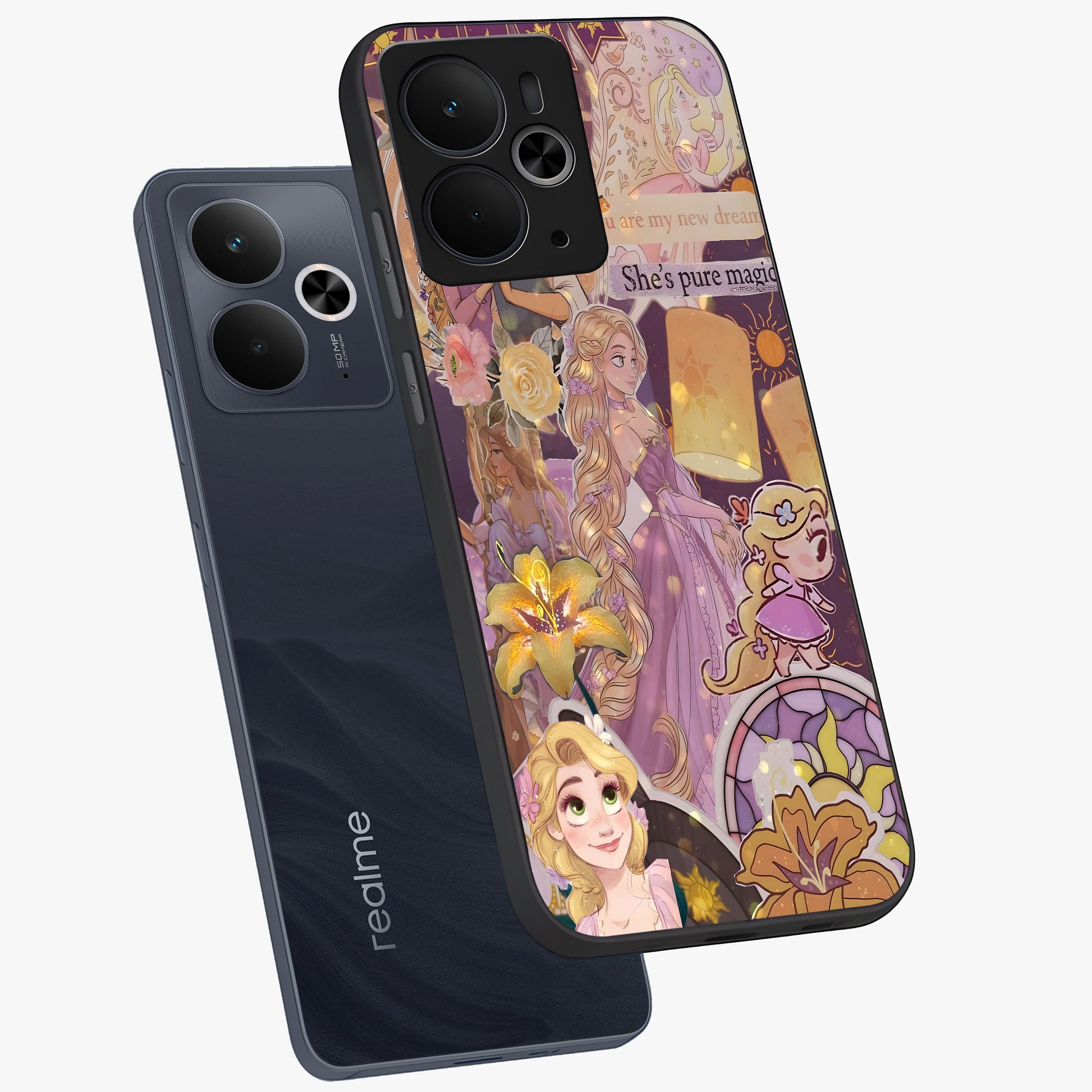 Magical Tangled Dream Glass Case displayed in angled mockup highlighting whimsical fantasy design with magical aesthetic.