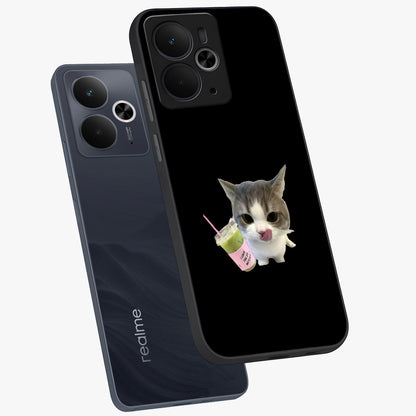 Matcha Cat Style Glass Case displayed in angled mockup highlighting playful feline design with pastel matcha aesthetic.