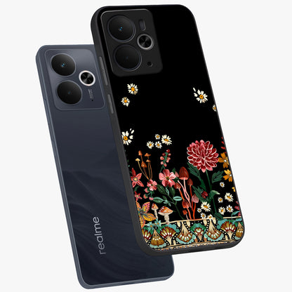 Midnight Bloom Pattern Glass Case displayed in angled mockup highlighting elegant flower design with midnight aesthetic style.