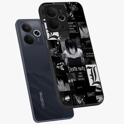 Midnight Chaos Mind Glass Case displayed in angled mockup highlighting chaotic artistic design with dramatic midnight aesthetic.
