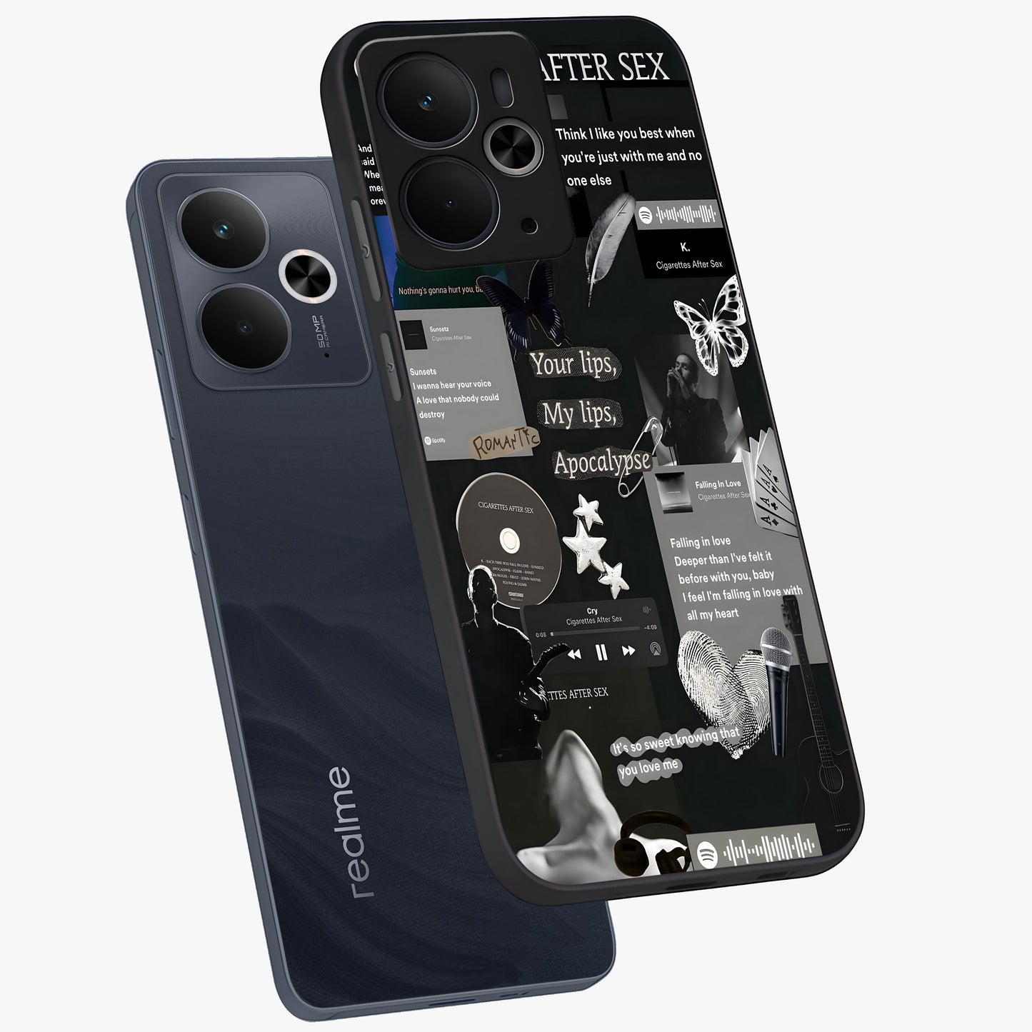 Midnight Love Echo Glass Case displayed in angled mockup highlighting elegant love inspired design with deep aesthetic style.