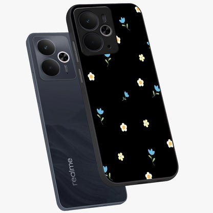 Minimal Petal Whispers Glass Case displayed in angled mockup highlighting delicate petal design with clean minimal aesthetic.