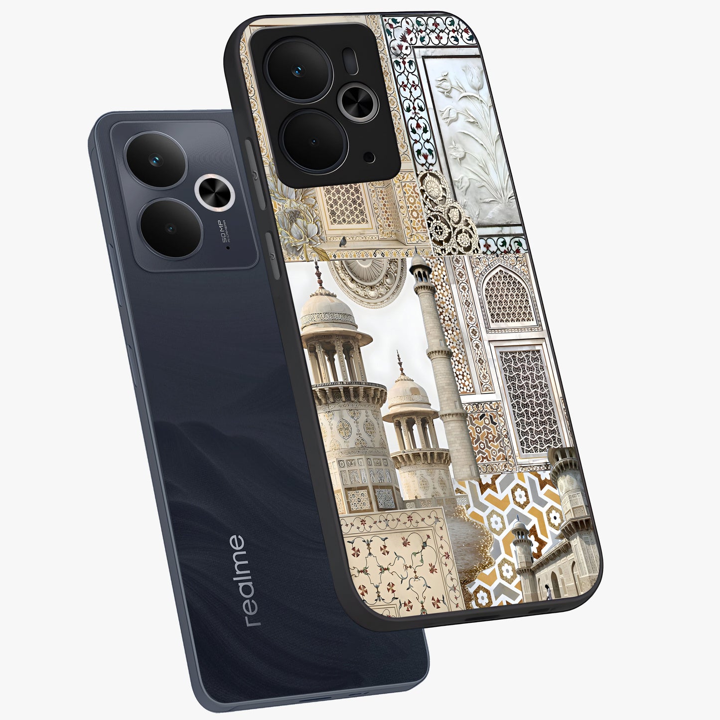 Mughal Marble Legacy Glass Case displayed in angled mockup highlighting elegant heritage marble artwork with royal aesthetic.