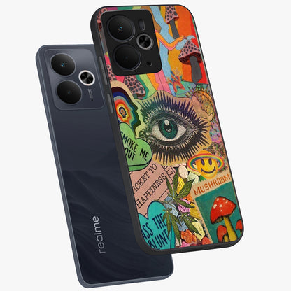Mystic Eye Wonderland Glass Case displayed in angled mockup highlighting magical eye illustration with dreamy aesthetic.
