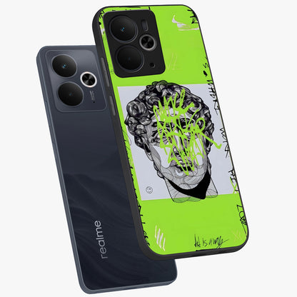 Neo Graffiti Rebellion Glass Case displayed in angled mockup highlighting urban street art design with rebellious aesthetic.