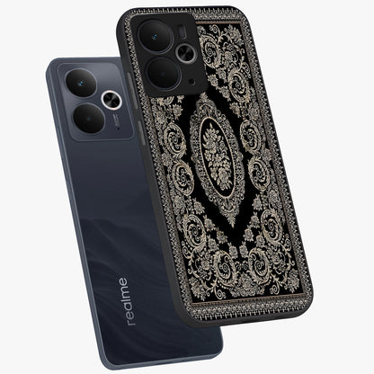 Noir Bloom Elegance Glass Case displayed in angled mockup highlighting refined flower design with stylish noir aesthetic.