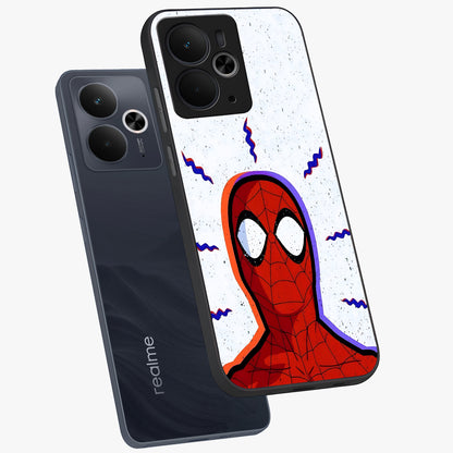 Omg Spiderman Glass Case displayed in angled mockup highlighting dynamic hero illustration with action comic aesthetic.