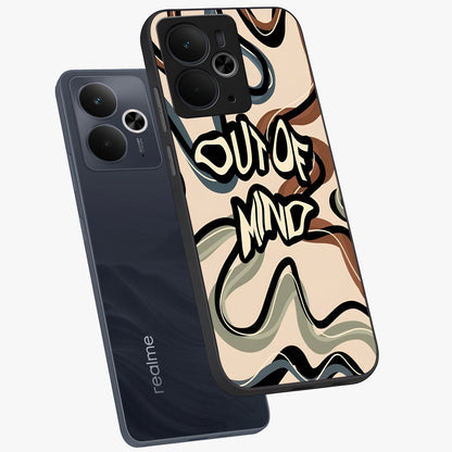 Out Of Mind Glass Case displayed in angled mockup highlighting bold statement design with modern artistic aesthetic.