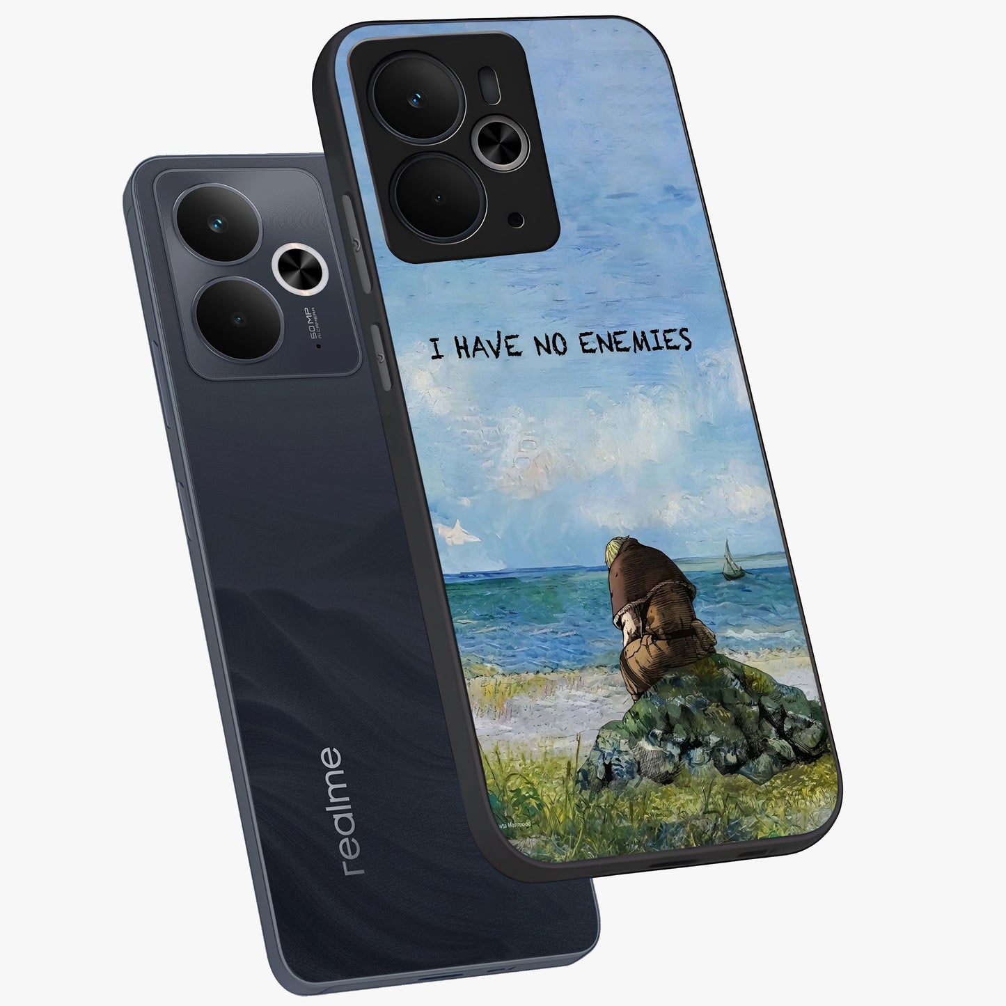 Peace Beyond War Glass Case displayed in angled mockup highlighting meaningful message design with artistic aesthetic style.