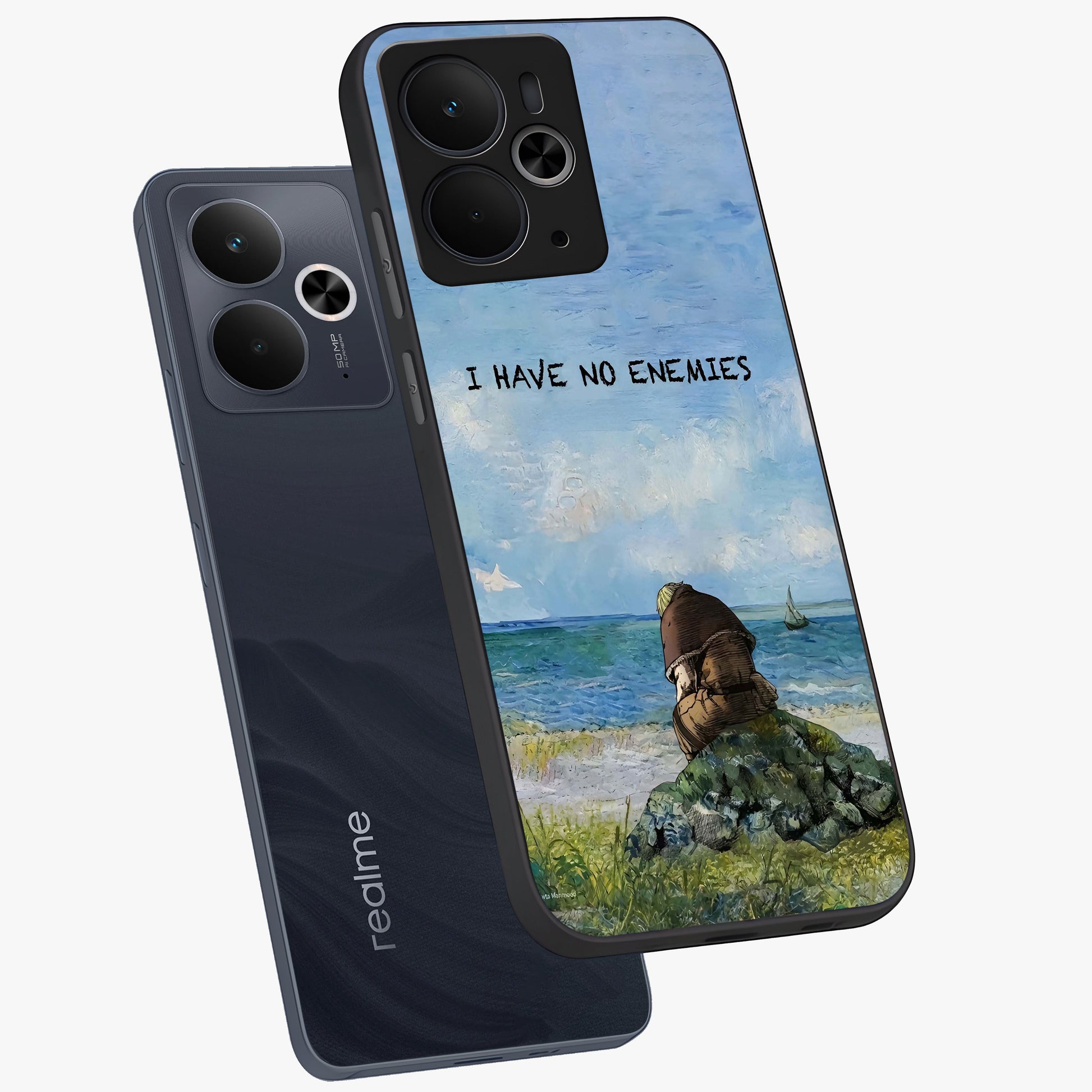 Peace Beyond War Glass Case displayed in angled mockup highlighting meaningful message design with artistic aesthetic style.