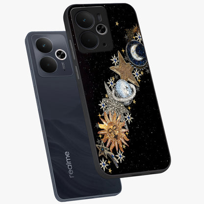Pearls Universe Object Glass Case displayed in angled mockup highlighting celestial pearl design with dreamy aesthetic.