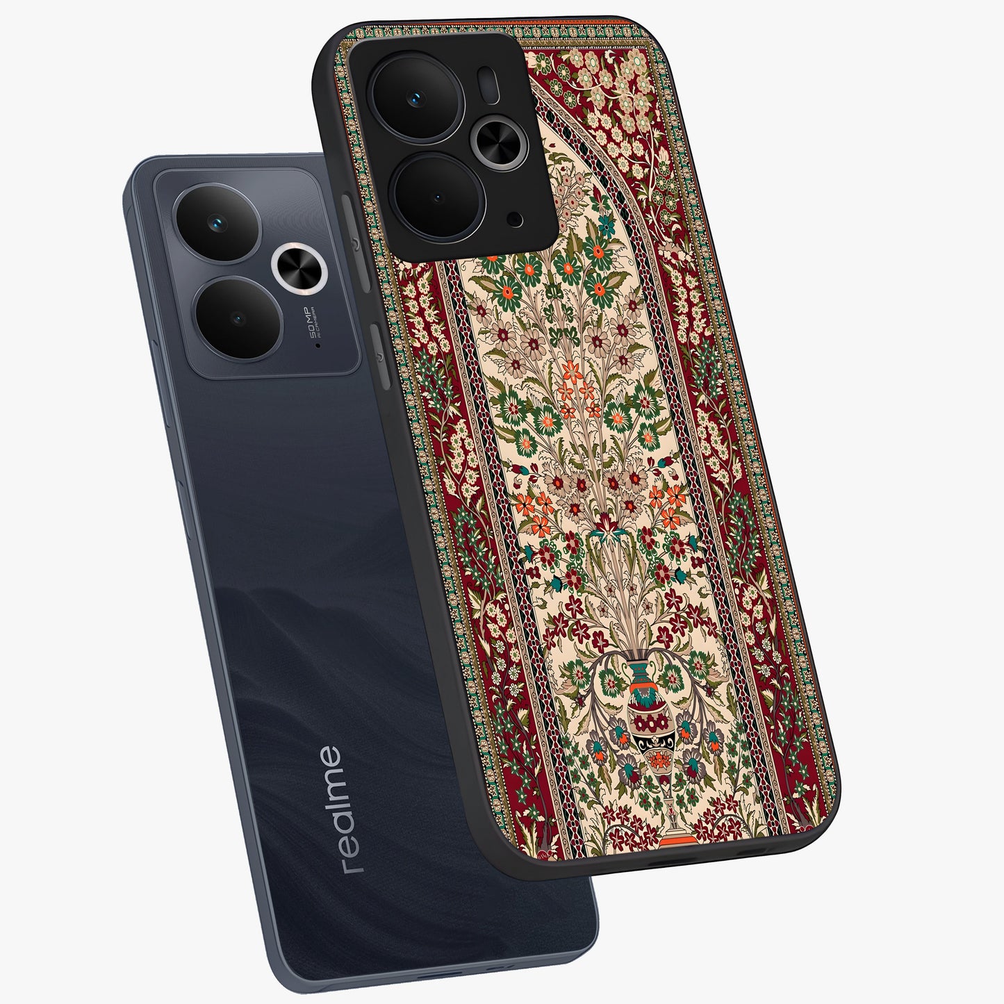 Persian Inspired Glass Case displayed in angled mockup highlighting intricate traditional design with elegant cultural aesthetic.