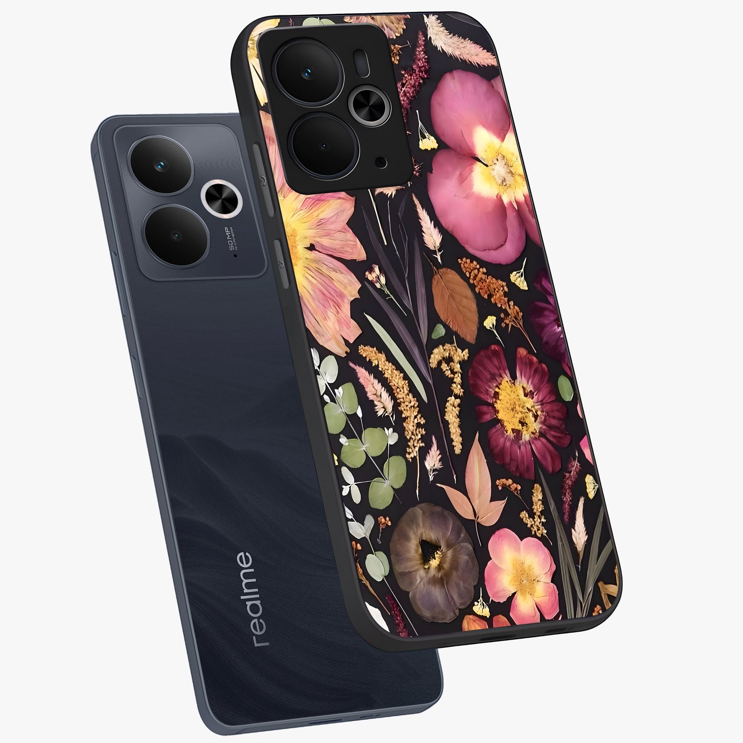 Petal Dream Tapestry Glass Case displayed in angled mockup highlighting decorative petal pattern with elegant botanical aesthetic.