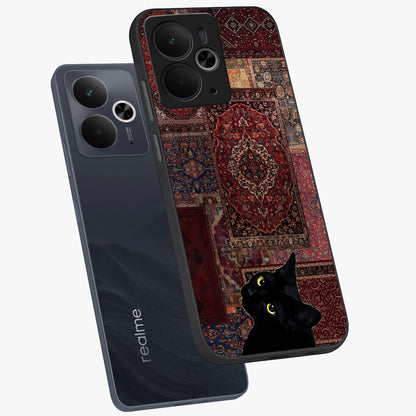 Regal Magic Cat Apple Glass Case displayed in angled mockup highlighting whimsical feline design with fantasy aesthetic.
