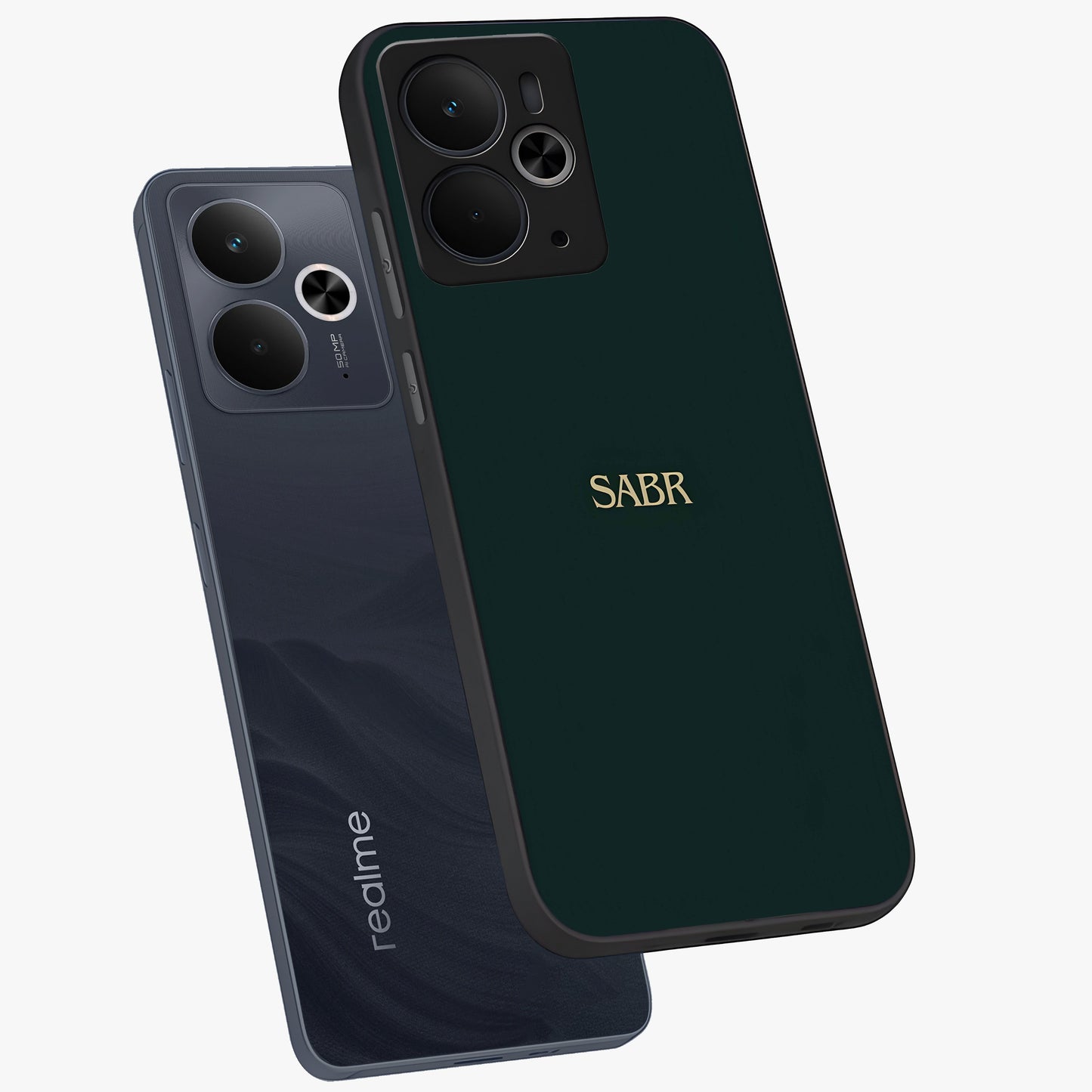 Sabr Minimal Patience Glass Case displayed in angled mockup highlighting simple inspirational design with clean aesthetic style.