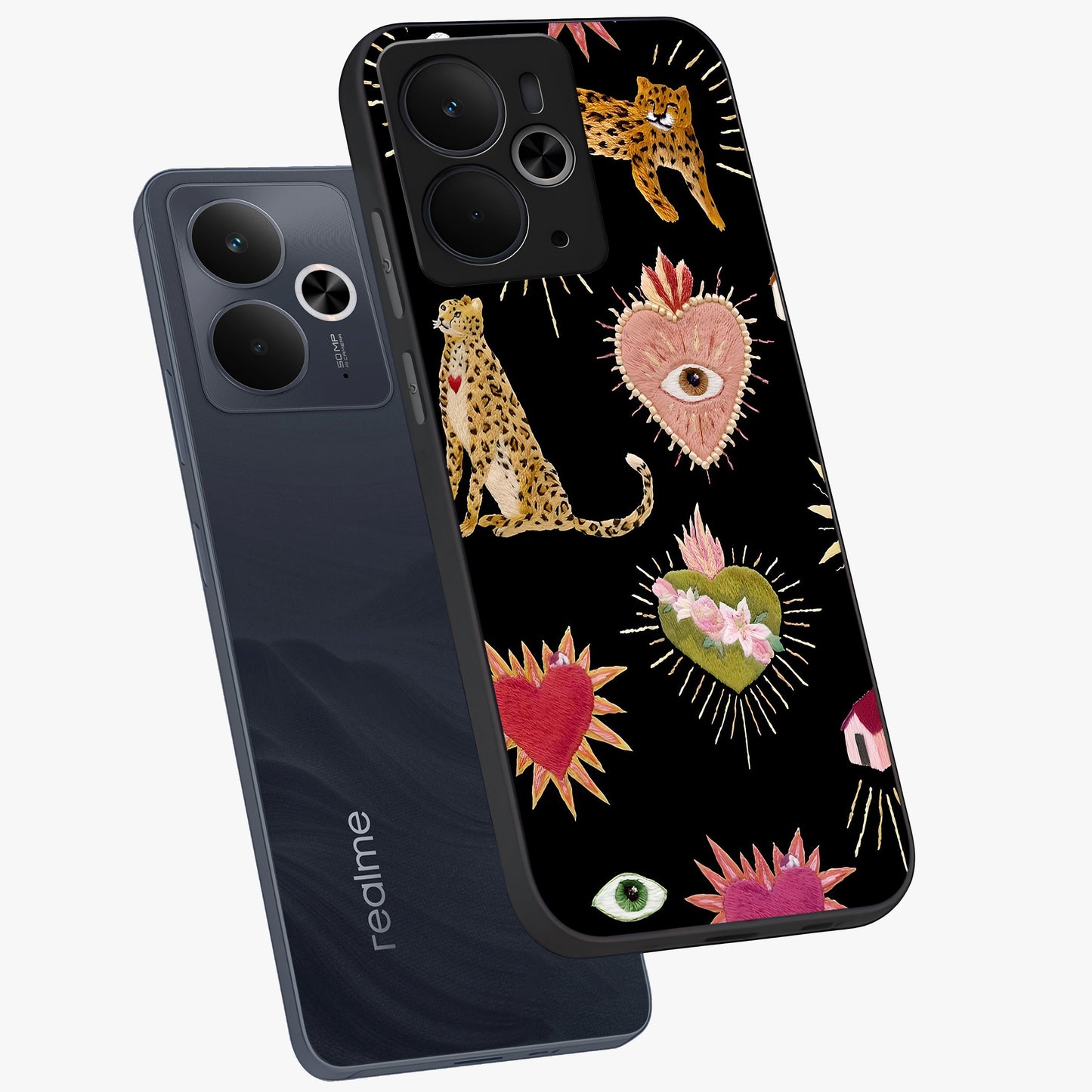 Sacred Jungle Heart Glass Case displayed in angled mockup highlighting lush tropical design with natural aesthetic style.