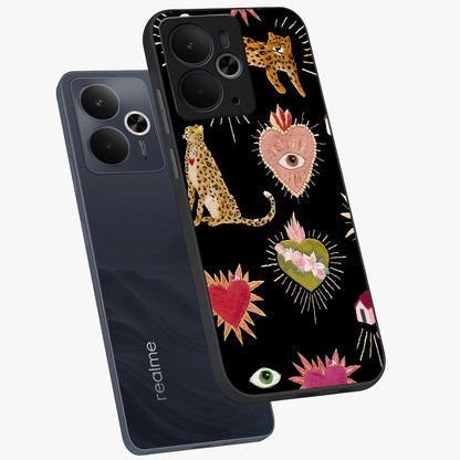 Sacred Jungle Heart Glass Case displayed in angled mockup highlighting lush tropical design with natural aesthetic style.