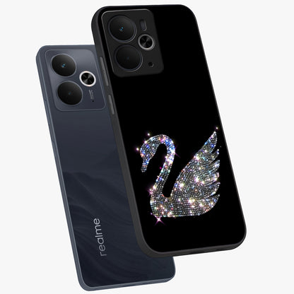 Starlit Swan Grace Glass Case displayed in angled mockup highlighting elegant swan illustration with dreamy celestial aesthetic.