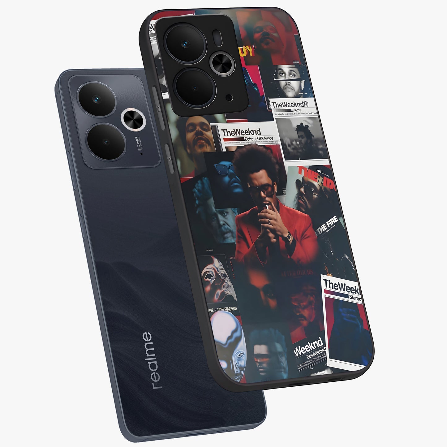The Weeknd Glass Case displayed in angled mockup highlighting stylish pop culture inspired design with modern aesthetic.