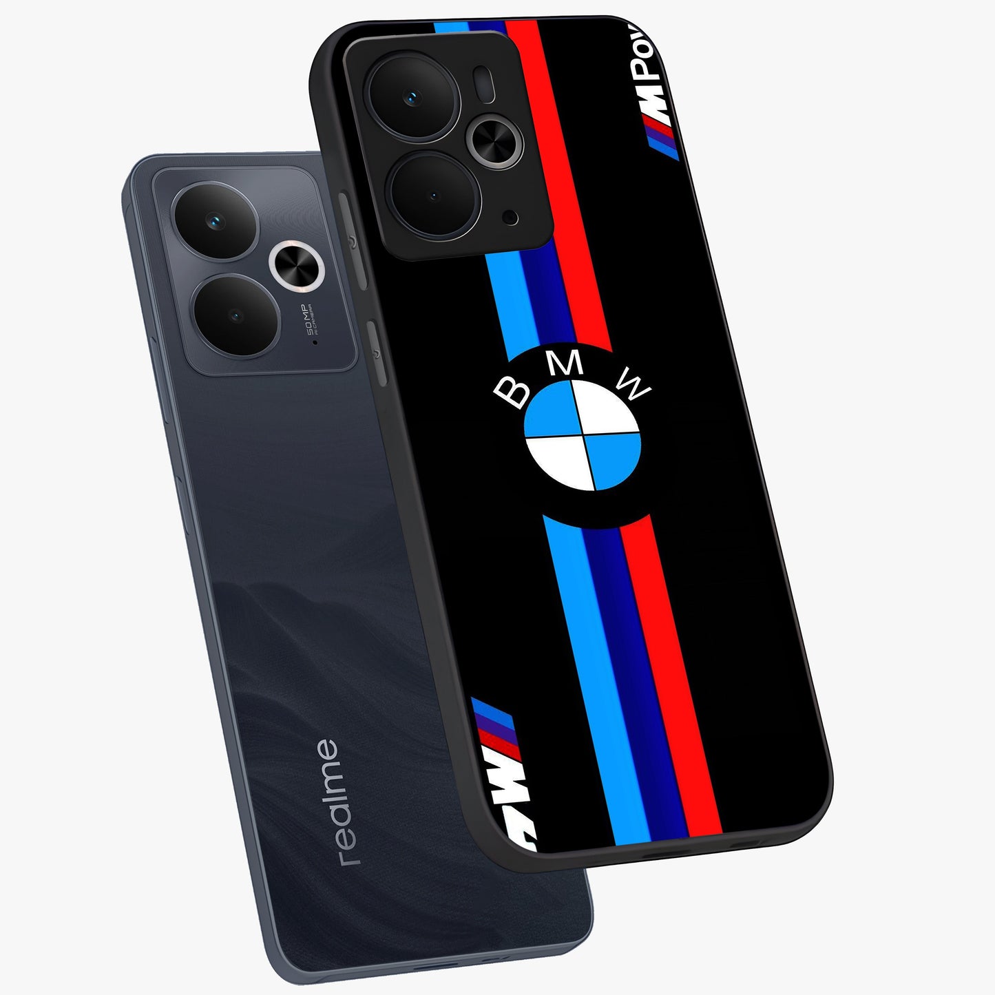 Turbo BMW Beast Glass Case displayed in angled mockup highlighting sleek racing car design with bold automotive aesthetic.