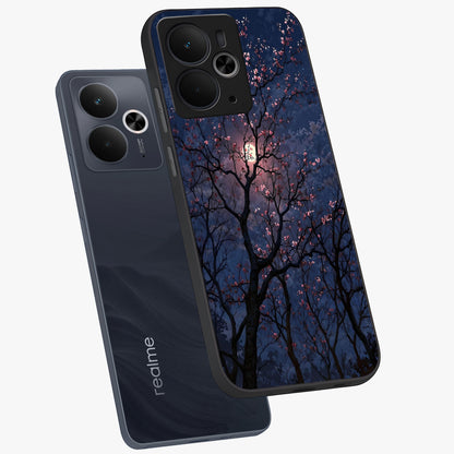 Twilight Sakura Serenade Glass Case displayed in angled mockup highlighting delicate sakura flower design with dreamy aesthetic.