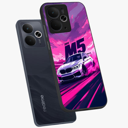 Velocity Drift Pulse Glass Case displayed in angled mockup highlighting dynamic drift design with sporty automotive aesthetic.