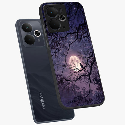 Whispering Moon Silence Glass Case displayed in angled mockup highlighting calm lunar design with dreamy night aesthetic.