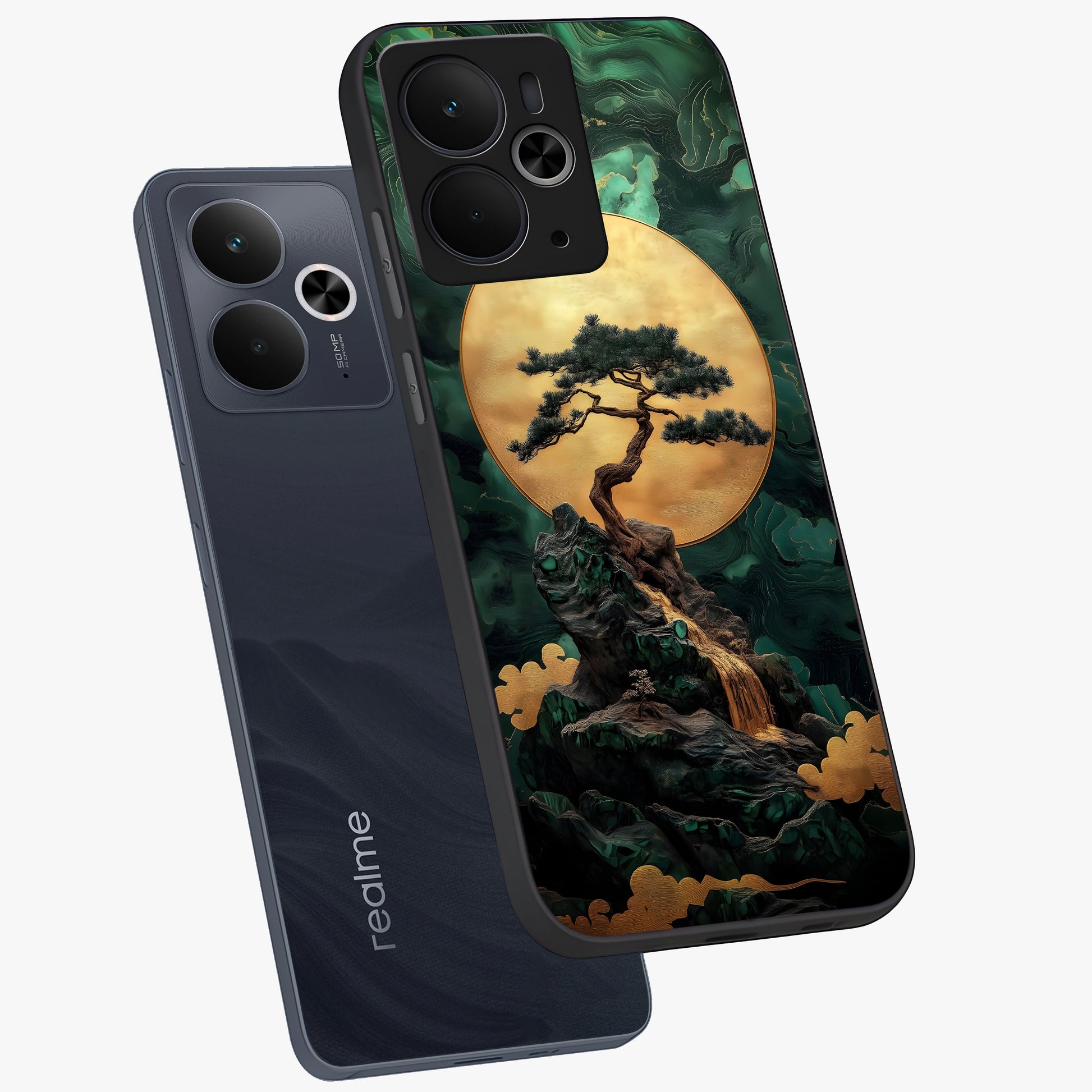 Zen Moon Rise Glass Case displayed in angled mockup highlighting peaceful lunar design with zen aesthetic style.