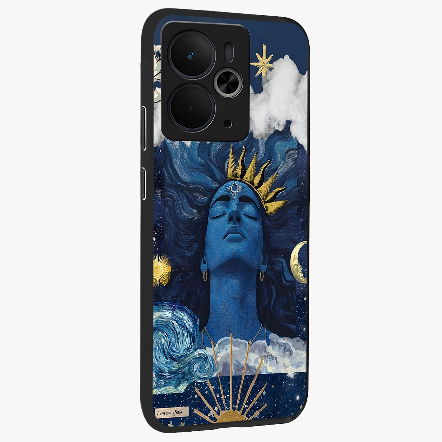 Aesthetic Lord Shiva Glass Case upright view showcasing powerful Lord Shiva artwork with devotional theme.